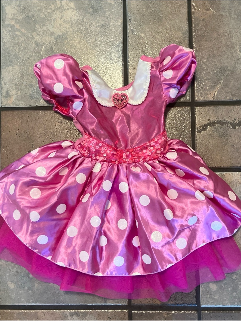 Disney Store Minnie Mouse Petticoat Skirt Dress Costume Pink Polka Dots Size 3T